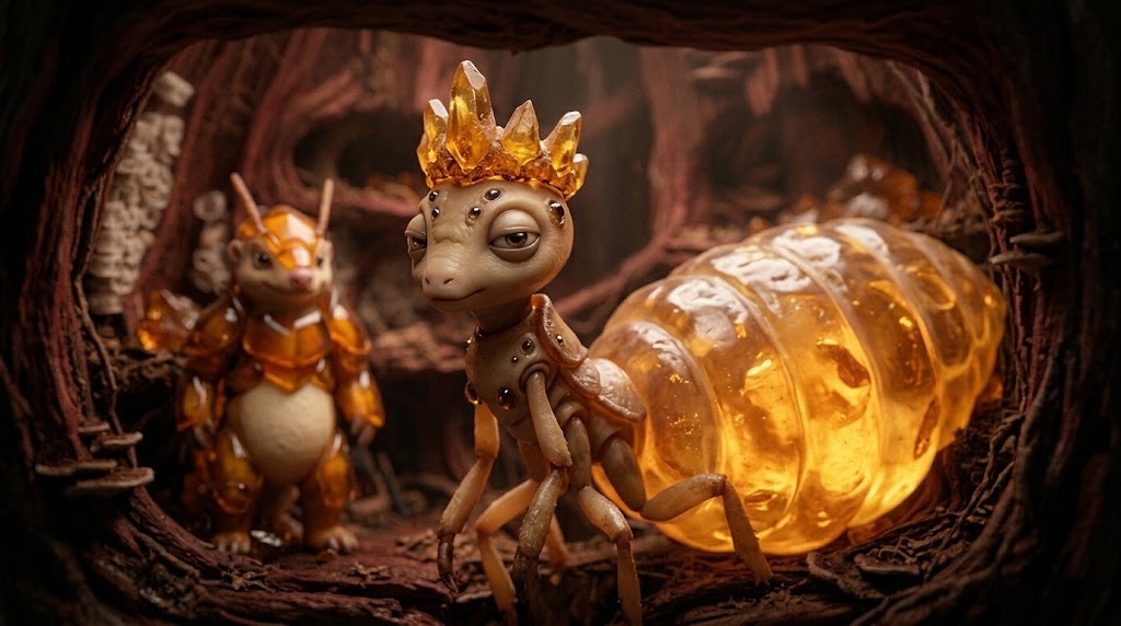 The Termite Queen with an amber crown
