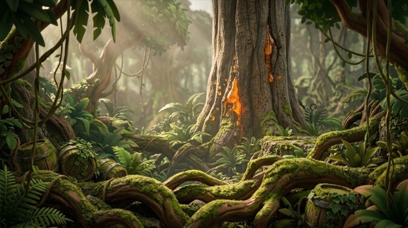 Jungle at the foot of the trunk